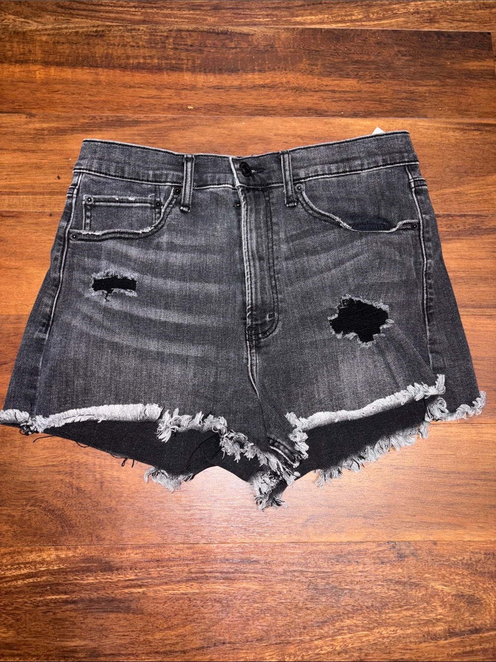 Abercrombie & Fitch Women's Size 30/10 Black Distressed Denim Hi Rise Shorts